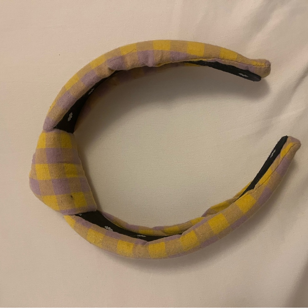 Yellow and Lavender Check Padded Headband